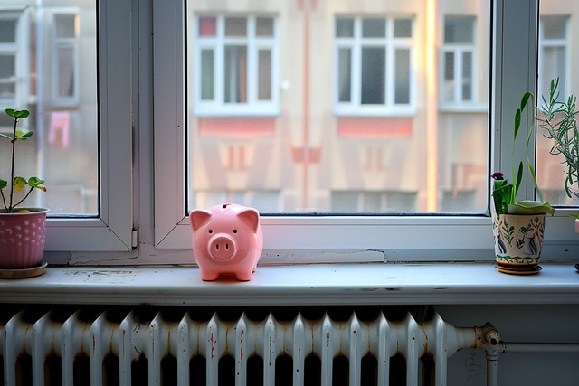 Sparschwein auf Fensterbank