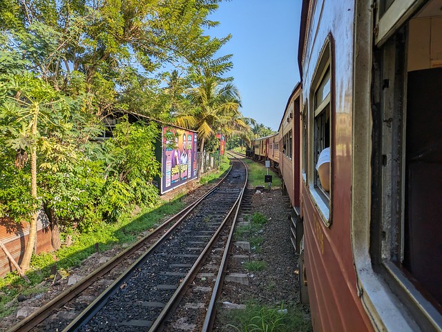 On the train from Galle Fort to Bentota, Sri Lanka