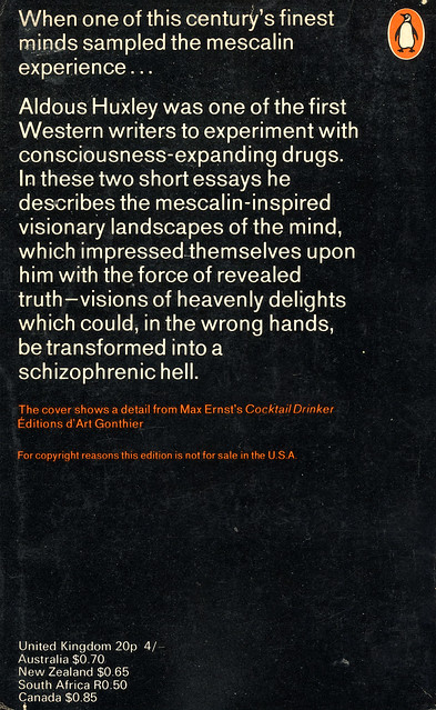 Penguin Books 1351 - Aldous Huxley - The Doors of Perception and Heaven and Hell (back)