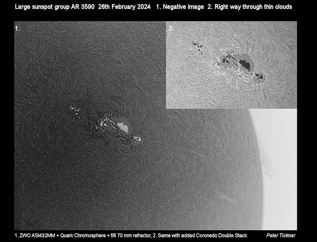 Naked eye visible sunspot group AR 3590 26th February