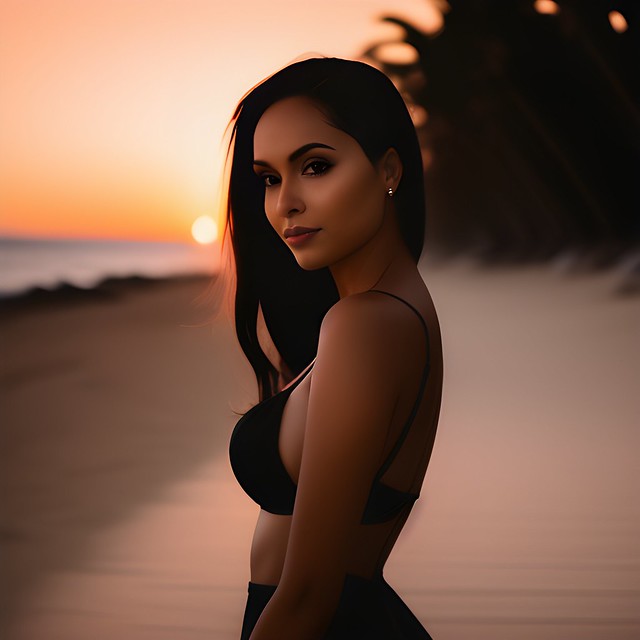 Beautiful woman at sunset