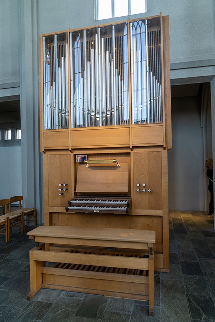 Reykjavik, Iceland - July 10, 2023: Organ inside the Hallgrimskirkja church