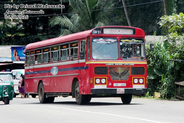 NC-1602 Godakawela (GW) Depot Ashok Leyland - Viking 210 Turbo B+ type bus at Avissawella in 04.08.2016