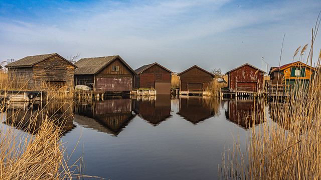 Boathouses in the reeds