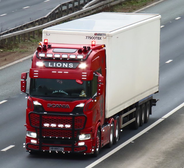 Lions Logistics, Scania 650S V8 (VB650LL) On The A1M Southbound, Fairburn Flyover, North Yorkshire 28/2/24