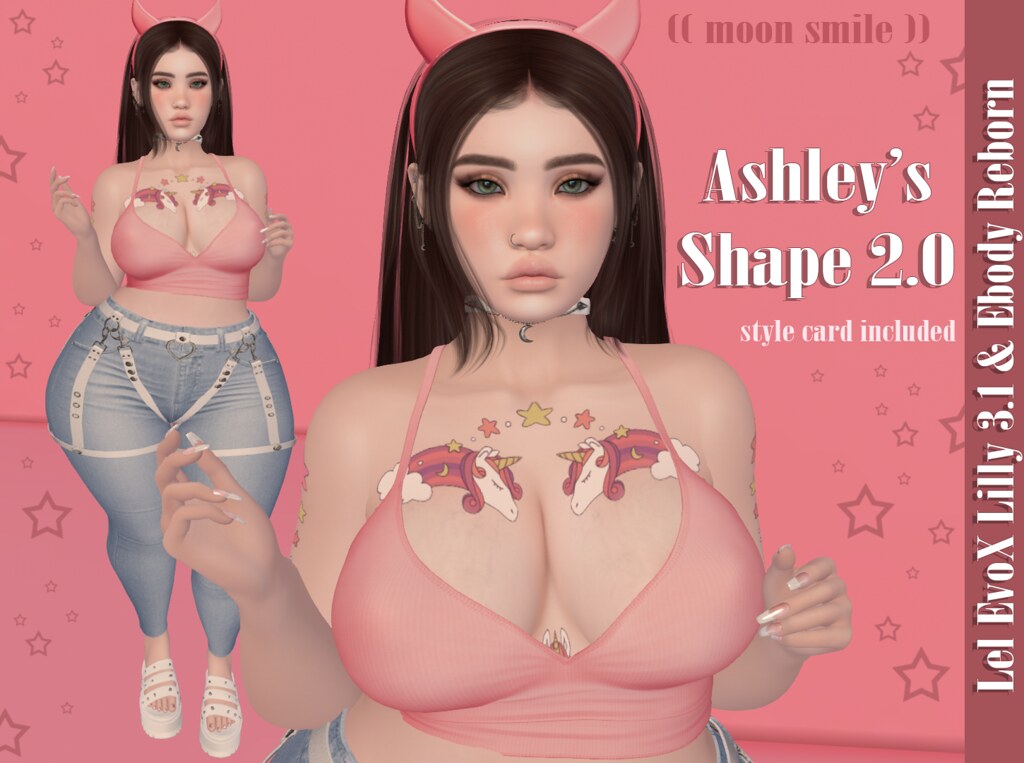 ⋆ ☾ moon smile ☽ ⋆ Ashley Shape 2.0 for LeL EvoX Lilly 3.1 & Ebody Reborn