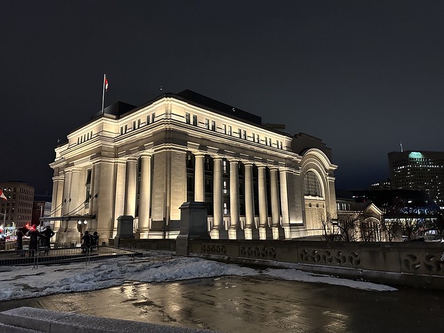 The Senate of Canada building at night