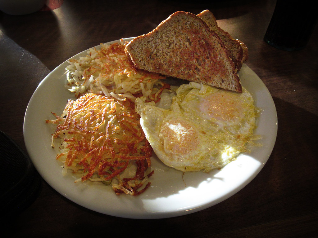 Eggs Hashbrowns and Toast