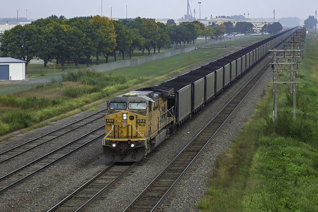 UP 6568, GE C44AC, breaks the early morning silence with an eastbound coal train at Valley NE 9-27-08 © Paul Rome