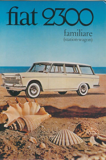 postcard - fiat 2300 - familiare - 1961