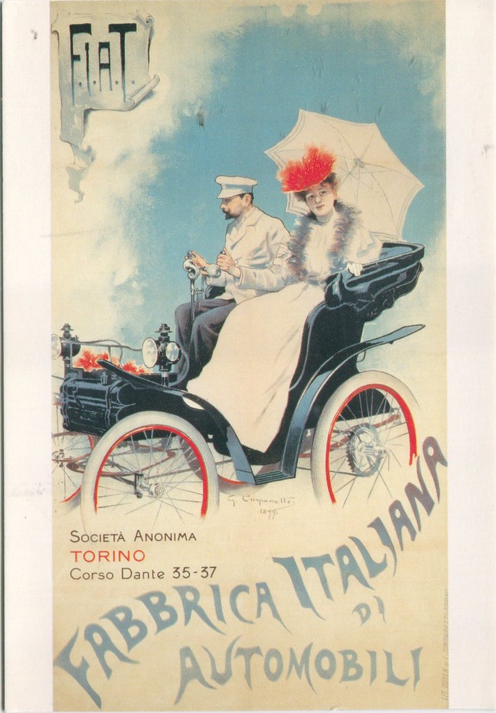 postcard - fiat 3½ hp - poster fiat - 1899