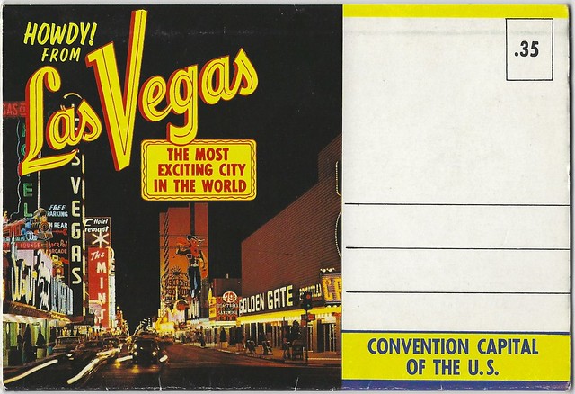 Howdy From Las Vegas. Souvenir Postcard Folder. Front Cover.