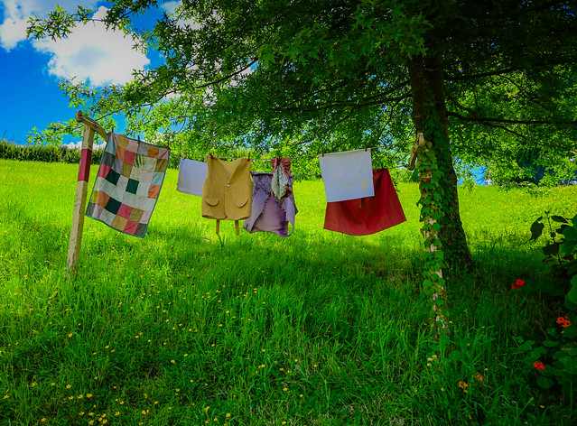 Hanging Hobbit Laundry on Hobbiton Movie Set - Matamata New Zealand