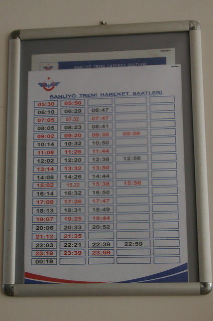 Timetable in Sirkeci, Istanbul, Turkey /March 27,2012