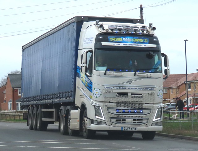 Yorkshire Freight Company, Volvo FH (GJ17YFW) On The A63 Hambleton, North Yorkshire 29/2/24