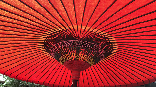 Red umbrella in Tokyo, Japan