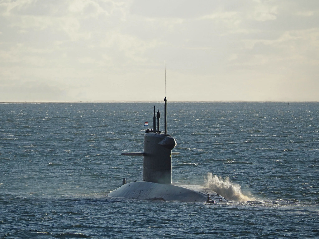 Submarine on the Wadden Sea near Texel on 30-8-2022