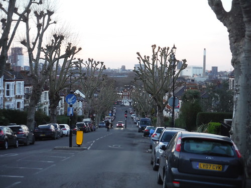 View down Pepys Road, Telegraph Hill, across Hatcham to The Den SWC Walk 421 - Blackheath to Deptford (Hills &amp; Parks of Inner Southeast London)