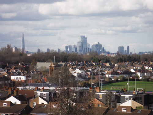 The City of London, from Blythe Hill Fields SWC Walk 421 - Blackheath to Deptford (Hills &amp; Parks of Inner Southeast London)