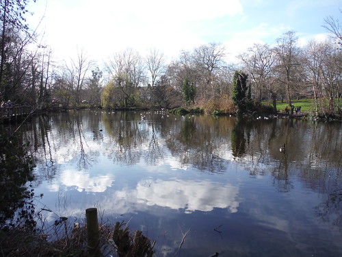 Lake with island, Manor House Gardens, Lee SWC Walk 421 - Blackheath to Deptford (Hills &amp; Parks of Inner Southeast London)