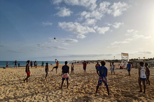 Young people on the beach of Santa Maria - Sal - Cape Verde