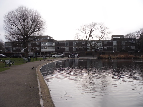 Prince of Wales Pond and South Row (Eric Lyons for Span Developments), Blackheath SWC Walk 421 - Blackheath to Deptford (Hills &amp; Parks of Inner Southeast London)