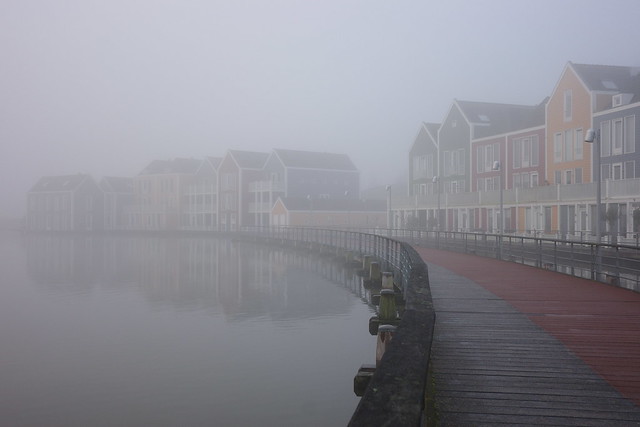 Misty morning and the colourful houses
