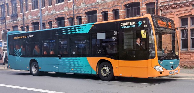 Cardiff Bus 126 is on Westgate Street while on route 25 to Whitchurch via Llandaff North. - CN65 ABX - 19th May 2022