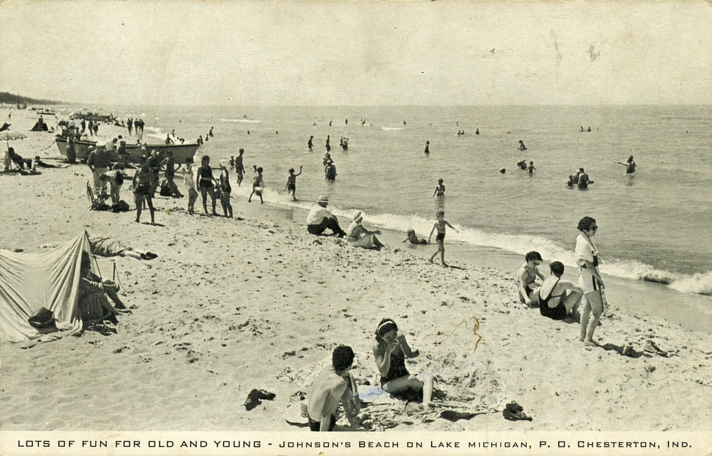 Lots of Fun at Johnson's Beach, circa 1930s - Chesterton, Indiana