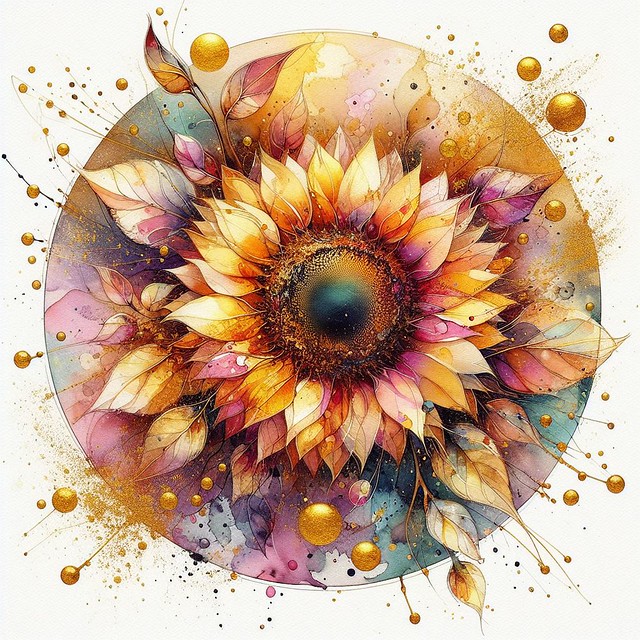 www.mobiltoner.com - Sunburst Symphony: A Glimmering Sunflower in Bloom