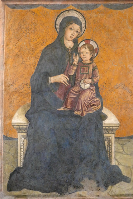 fresco Madonna & Child Enthroned, workshop of Antoniazzo Romano, C late 15th - early 16th