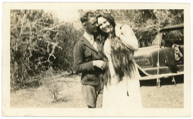 Vintage Snapshot ca 1915 : Siblings Embracing?