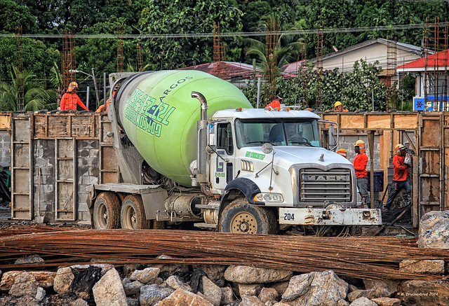 Pouring Concrete at a Construction Site in Limón Costa Rica