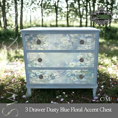 Swank & Co. 3 Drawer Delicate Blue Floral Accent Chest (4)