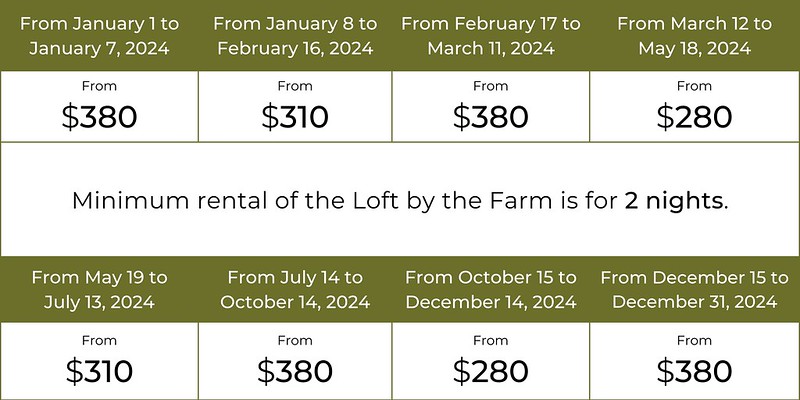 Tableau tarif chalets 2023 -  LOCATION THE LOFT BY THE FARM EN