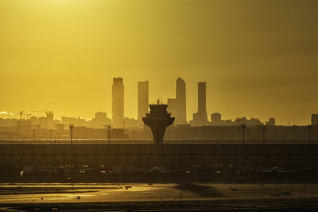 Sunset in the airport