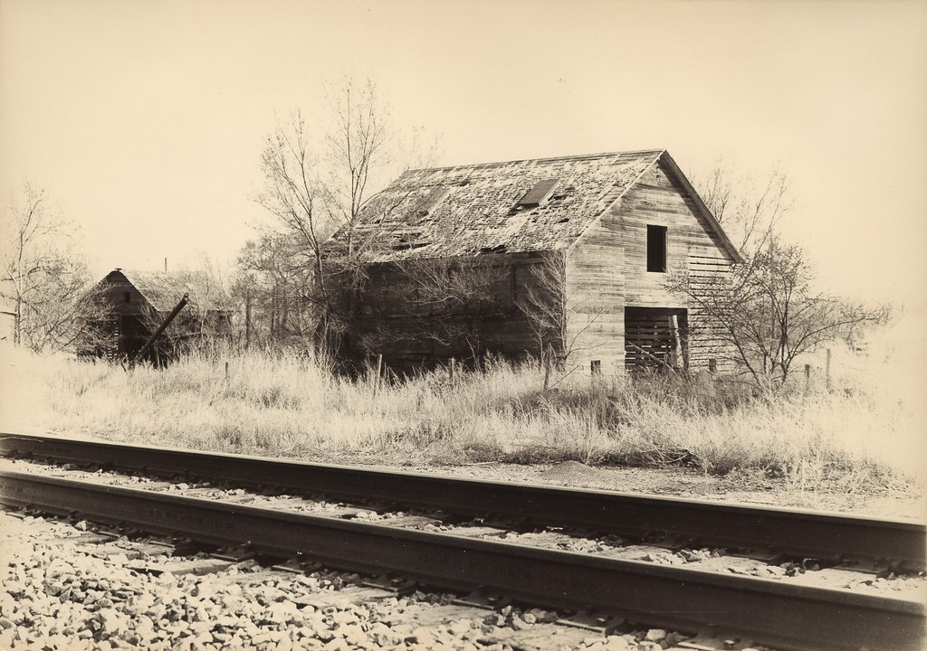 466 - Corn Crib by Railroad Tracks, Arapahoe, Nebraska - Caffenol Print
