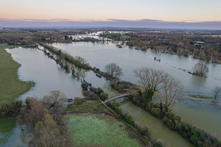 Culham Cut and the Thames in flood