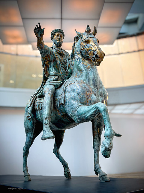 Gilded bronze equestrian statue of emperor Marcus Aurelius