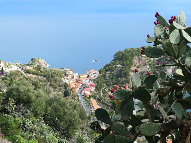 View from Taormina to Giardini Naxos, Sicily