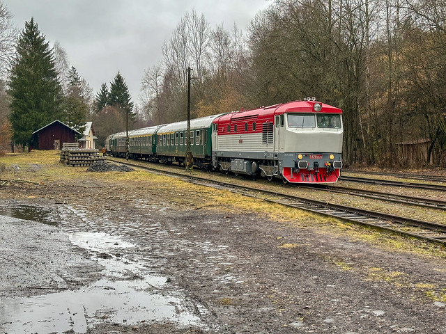 749240 at Skalsko on a 'Schwartz' railtour from Prague, 11 February 2024,