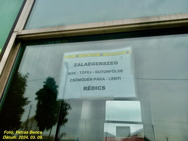 Zalaegerszeg - Rédics viszonylat-tábla, 2024. 03. 09.
