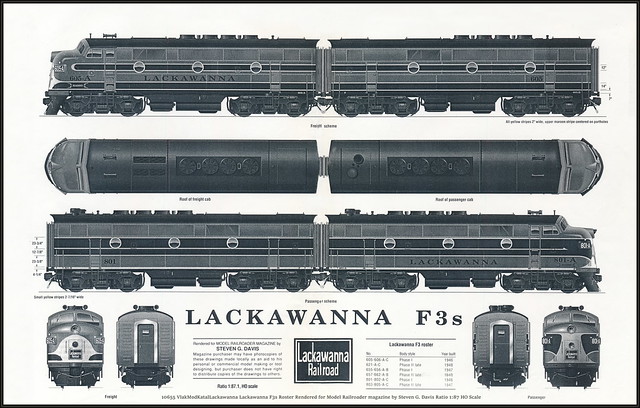 10655 VlakModKatalLackawanna Lackawanna F3s Roster Rendered for Model Railroader magazine by Steven G. Davis Ratio 1:87 HO Scale