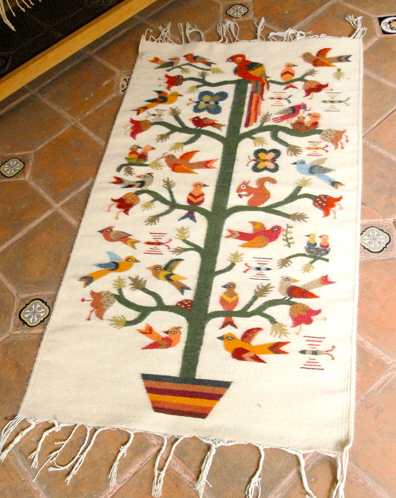 Zapotec Weaving Tapete Tapestry Oaxaca Mexico Birds