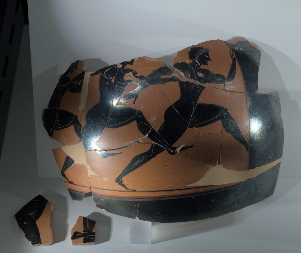 Fragment of an Athenian Black Figure panathenaic amphora with a footrace from Satyrion