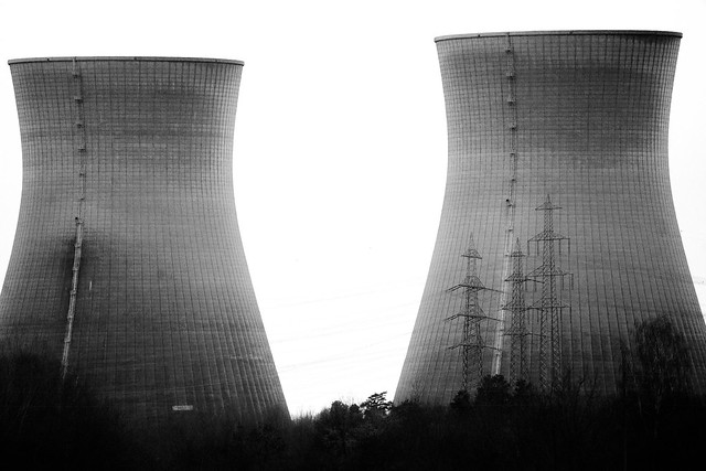 A shut down nuclear power plant