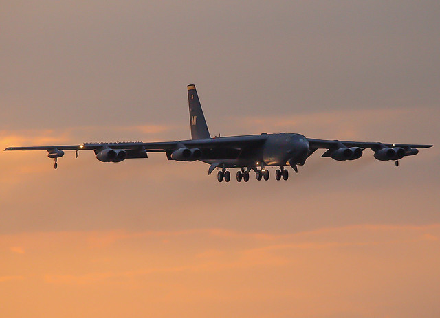 USAF B-52H Stratofortress Landing At RAF Fairford While On Deployment
