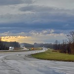 April 5, 2023: "Westbound Along the Good Old Thruway", LeRoy, New York Looking westward along the New York State Thruway from the exit of the Ontario Service Area in the town of LeRoy, New York on a cloudy spring evening.