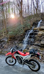 Stopping by a waterfall at sunset in Saluda, NC.
