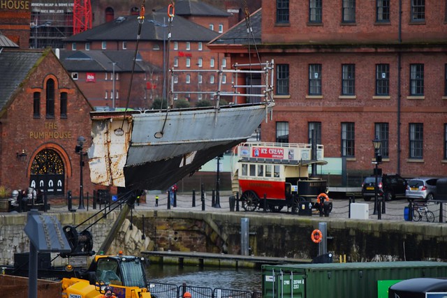City of Liverpool (No2 Canning Graving dock / Historic De Wadden schooner deconstruction) Stern removal 12th March 2024